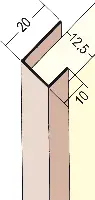Profil de încadrare din PVC 3741, 12,5mm, 2,5 ml/bară, 50 bare/legătură, 42 legături/palet, Z43741250