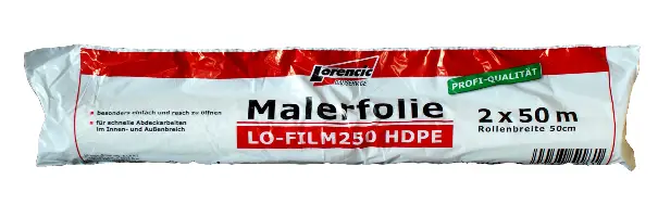 Folie de acoperire LO-FILM250 HDPE 2x50m, latime 50cm 10Role/cutie 28Cutii/Pal, ZLOFILM250