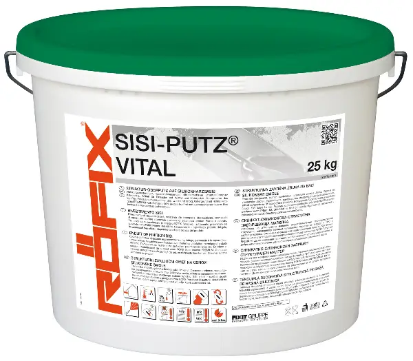 Silikonharz-Silikat-Putz SiSi RÖFIX VITAL, Kratz 2,0mm farbig PK I-II 25kg/Kübel, Z1071012