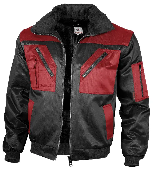 Jachetă pilot QUALITEX, neagră/roşie, cu dungi, 265 g/m², mărime XL, Z23619XL