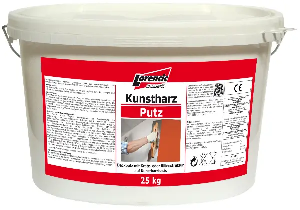Kunstharzputz Kratz 1,5mm, farbig, Verbr. 2,5kg/m², 25kg/Kübel, 32Kübel/Pal, Z2510325LO
