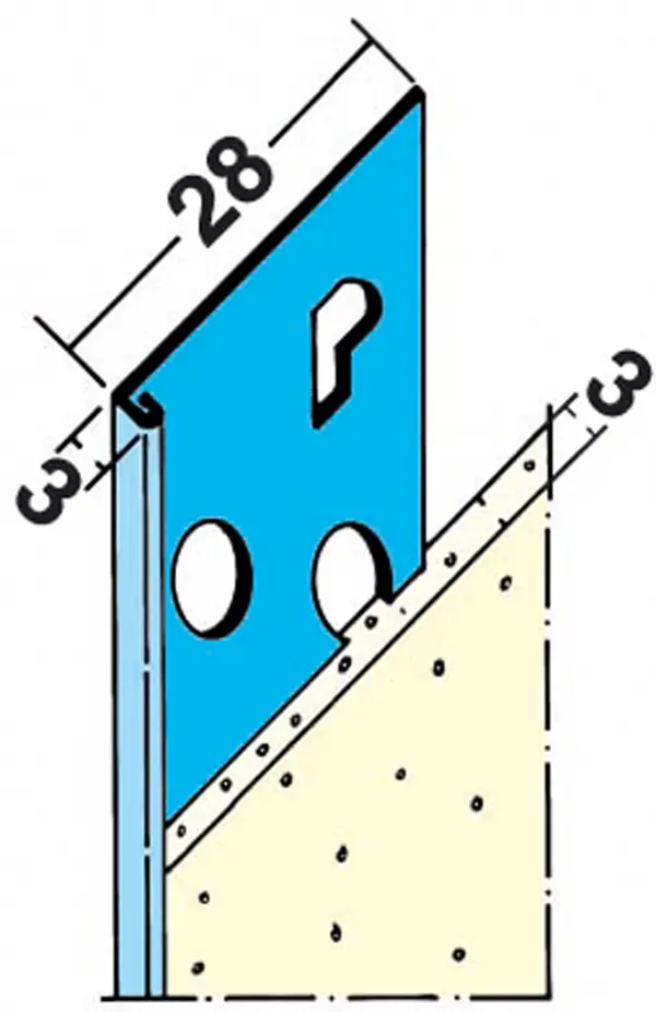 Profil de închidere a tencuielii 1236, 3mm 3,0 ml/bară, 25 bare/legătură, 150 legături/palet, Z41236300