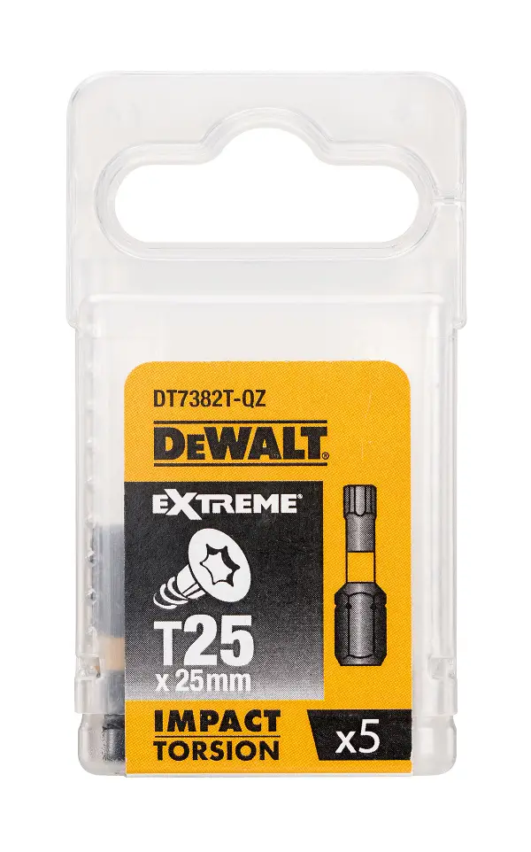 Bits T25 x 25mm EXTREME® IMPACT TORSION DEWALT® schlagfest 5Stk/Pack, ZDT7382T-QZ